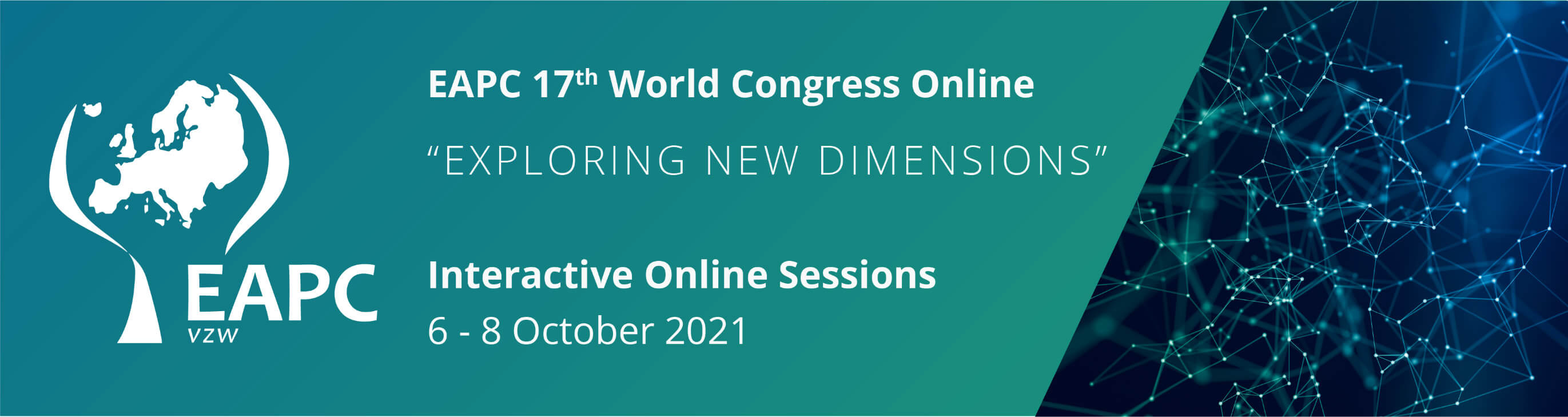 Poster from EAPC 17th World Congress entitled 'Exploring new dimensions', taking place 6 - 8 October 2021