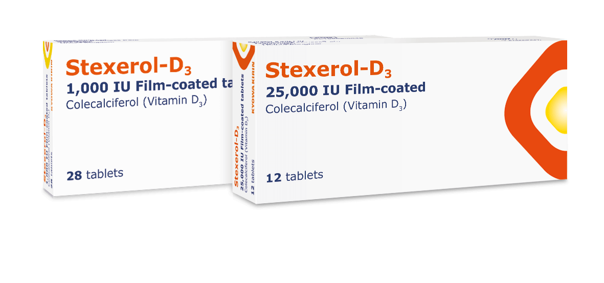 Packaging of Stexerol-D3 (Colecalciferol) 28 tablets and 12 tablets